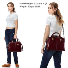 Load image into Gallery viewer, Patent Leather Satchel Bag for Women Fashion Top Handle Handbag Work Tote Purse with Triple Compartments Briefcase - Shop &amp; Buy
