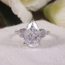 Load image into Gallery viewer, Pear Shape Diamond-fire CZ- White Cluster Handmade Rings 925 Sterling Silver Three Stone Engagement Ring - Shop &amp; Buy
