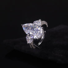 Load image into Gallery viewer, Pear Shape Diamond-fire CZ- White Cluster Handmade Rings 925 Sterling Silver Three Stone Engagement Ring - Shop &amp; Buy
