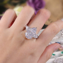 Load image into Gallery viewer, Pear Shape Diamond-fire CZ- White Cluster Handmade Rings 925 Sterling Silver Three Stone Engagement Ring - Shop &amp; Buy
