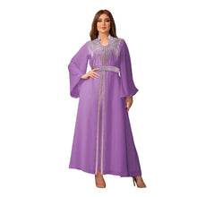 Load image into Gallery viewer, Perl Abaya Kaftan Fashion Drill Chiffon Dress with Belt - Shop &amp; Buy
