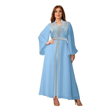 Load image into Gallery viewer, Perl Abaya Kaftan Fashion Drill Chiffon Dress with Belt - Shop &amp; Buy
