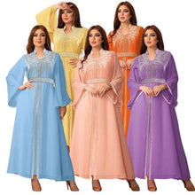 Load image into Gallery viewer, Perl Abaya Kaftan Fashion Drill Chiffon Dress with Belt - Shop &amp; Buy
