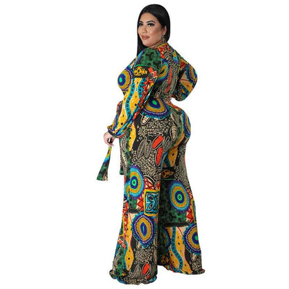 Perl Loose V-neck Full Sleeve Jumpsuit Overall for Women Plus Size Women Clothing Wide Leg Rompers One Piece Outfits - Shop & Buy