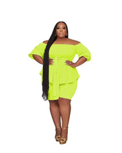 Load image into Gallery viewer, perl plus size off the shoulder top with belt+shorts suit casual summer two pieces set women outfit leisure matching set - Shop &amp; Buy
