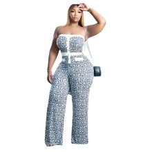 Load image into Gallery viewer, Perl Plus Size Sexy Chest Wrap Patcwork Jumpsuit for Women Loose Wide Leg Romper Summer Outfit One Piece Overall Fashion Clothes - Shop &amp; Buy
