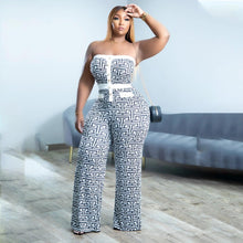 Load image into Gallery viewer, Perl Plus Size Sexy Chest Wrap Patcwork Jumpsuit for Women Loose Wide Leg Romper Summer Outfit One Piece Overall Fashion Clothes - Shop &amp; Buy
