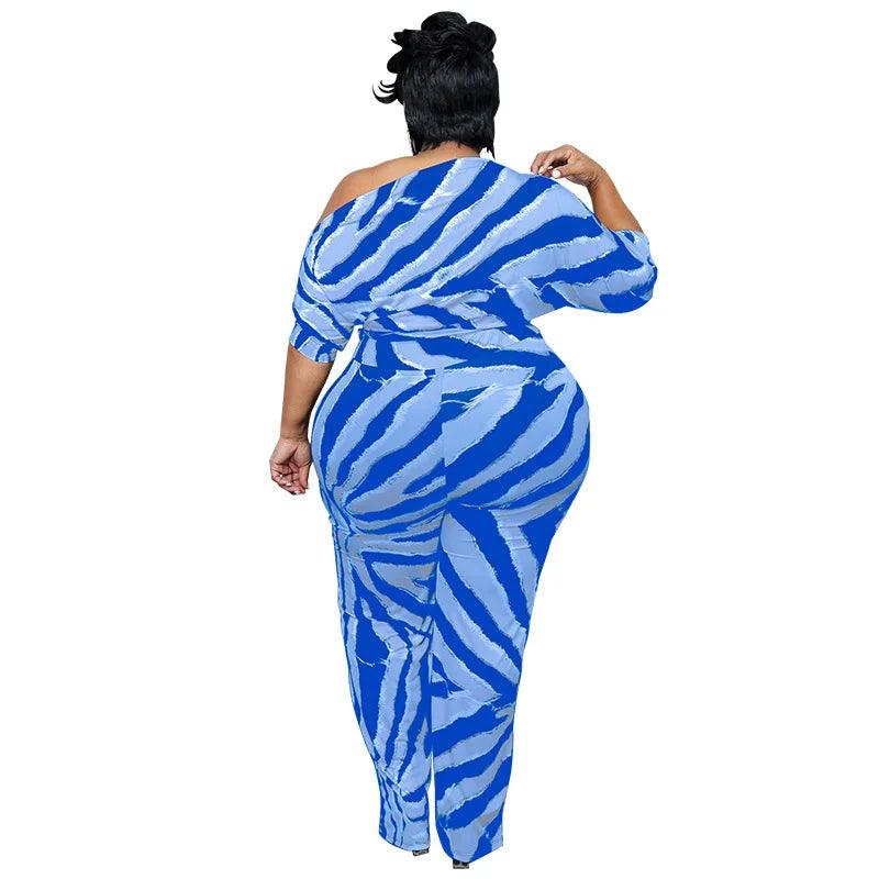 Perl Plus Size Women Clothing Printed Jumpsuit for Ladies Casual Half of Sleeve Rompers Fashion Overall Summer Outfit - Shop & Buy