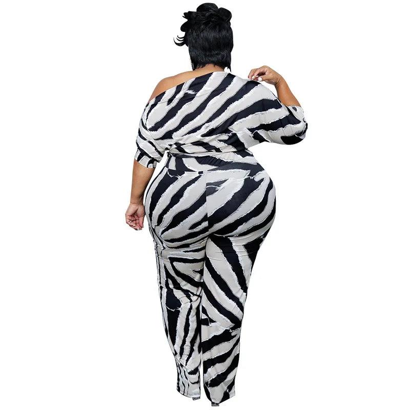 Perl Plus Size Women Clothing Printed Jumpsuit for Ladies Casual Half of Sleeve Rompers Fashion Overall Summer Outfit - Shop & Buy