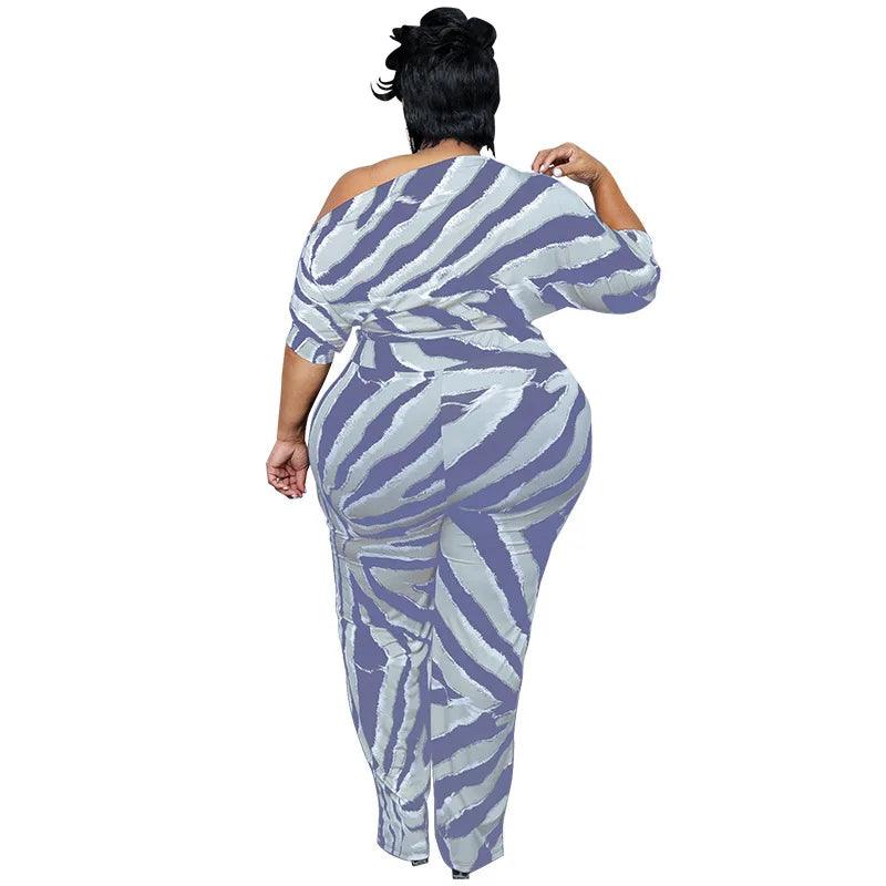 Perl Plus Size Women Clothing Printed Jumpsuit for Ladies Casual Half of Sleeve Rompers Fashion Overall Summer Outfit - Shop & Buy