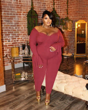 Load image into Gallery viewer, Perl Sexy Off The Shoulder Falre Jumpsuit Plus Size Women Clothing Autumn Outfits One Piece Overall Thick Curved Jumpsuit - Shop &amp; Buy
