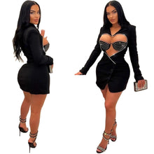 Load image into Gallery viewer, Perl Solid Color Waistcoat Pressed Diamond Heart Fit Two-piece Suit Sexy Night Club Matching Set - Shop &amp; Buy
