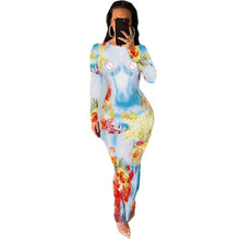 Load image into Gallery viewer, Perl Stylish Print Slim Crew Neck Long Sleeves Dress for Women - Shop &amp; Buy
