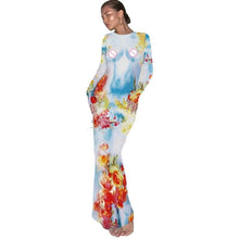 Load image into Gallery viewer, Perl Stylish Print Slim Crew Neck Long Sleeves Dress for Women - Shop &amp; Buy
