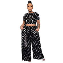 Load image into Gallery viewer, Perl Vintage Wave Dot Crop Top+loose Pants Suit Plus Size Summer Outfit Women Matching Set Fashion Two Piece Tracksuit - Shop &amp; Buy
