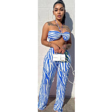 Load image into Gallery viewer, Perl Zipper Printed Bra Up Crop Top with Bandage+pants Suit Vacay Two Piece Set Women Outfit Pleated Matching Set Beach Wear - Shop &amp; Buy
