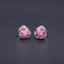 Load image into Gallery viewer, Pink Moissanite 0.5TW 5mm Round Cut Moissanite Stud Earrings 925 Sterling Silver Flower Earrings For Women Wedding - Shop &amp; Buy