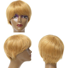 Load image into Gallery viewer, Pixie Cut Wig Human Hair Short Straight Bob Wig For Women Cheap Highlight Wig Human Hair Full Machine Brown Colored Human Wigs - Shop &amp; Buy