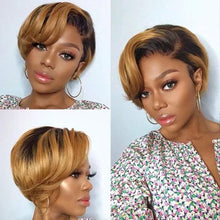 Load image into Gallery viewer, Pixie Cut Wig Ombre Short Straight Human Hair Wigs Cheap Human Hair Wig Transparent Lace Wig For Women Side Part Wigs - Shop &amp; Buy
