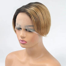 Load image into Gallery viewer, Pixie Cut Wig Ombre Short Straight Human Hair Wigs Cheap Human Hair Wig Transparent Lace Wig For Women Side Part Wigs - Shop &amp; Buy
