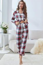 Load image into Gallery viewer, Plaid Button Front Top and Pants Lounge Set - Shop &amp; Buy