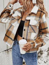 Load image into Gallery viewer, Plaid Collared Neck Jacket with Breast Pockets - Shop &amp; Buy