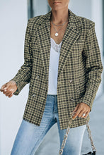 Load image into Gallery viewer, Plaid Double-Breasted Long Sleeve Blazer - Shop &amp; Buy