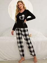 Load image into Gallery viewer, Plaid Heart Top and Pants Lounge Set - Shop &amp; Buy
