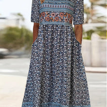 Load image into Gallery viewer, Plus Size Boho Charm - Vibrant Colorblock Floral Maxi Dress with Short Sleeves - Shop &amp; Buy
