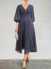Load image into Gallery viewer, Plus Size Bridesmaid Dress - Stunning Deep V Neck, Comfortable Long Sleeves, Timeless Solid Color Chiffon - Shop &amp; Buy
