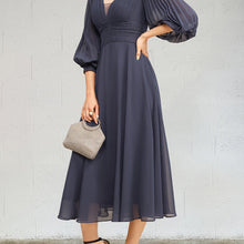 Load image into Gallery viewer, Plus Size Bridesmaid Dress - Stunning Deep V Neck, Comfortable Long Sleeves, Timeless Solid Color Chiffon - Shop &amp; Buy
