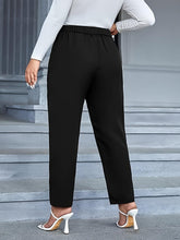Load image into Gallery viewer, Plus Size Business Casual Pants, Womens Plus Solid Elastic Waist Medium Stretch Pencil Trousers - Shop &amp; Buy
