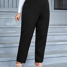 Load image into Gallery viewer, Plus Size Business Casual Pants, Womens Plus Solid Elastic Waist Medium Stretch Pencil Trousers - Shop &amp; Buy
