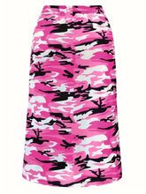 Load image into Gallery viewer, Plus Size Camo Print Skirt, Casual Drawstring Waist Skirt For Spring &amp; Summer, Womens Plus Size Clothing - Shop &amp; Buy

