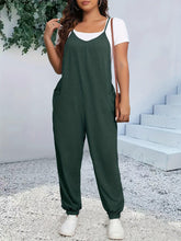 Load image into Gallery viewer, Plus Size Casual Cami Jumpsuit, Women Plus Heathered V Neck Tapered Leg Cami Jumpsuit With Pockets - Shop &amp; Buy
