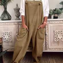 Load image into Gallery viewer, Plus Size Casual Overalls, Women&#39;s Plus Solid Wide Leg Knot Overalls With Pockets - Shop &amp; Buy
