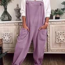 Load image into Gallery viewer, Plus Size Casual Overalls, Women&#39;s Plus Solid Wide Leg Knot Overalls With Pockets - Shop &amp; Buy
