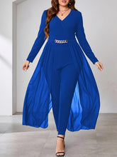 Load image into Gallery viewer, Plus Size Chain Linked Jumpsuit, Casual Long Sleeve V Neck Jumpsuit, Women&#39;s Plus Size Clothing - Shop &amp; Buy
