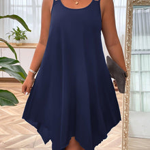 Load image into Gallery viewer, Plus Size Chic Asymmetrical Cami Dress - Flattering Sleeveless Design, Versatile for Spring &amp; Summer - Shop &amp; Buy
