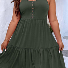 Load image into Gallery viewer, Plus Size Comfort Tank Dress - Ruffled Hem &amp; Button Accents, Stretchy Casual Wear for Women - Shop &amp; Buy
