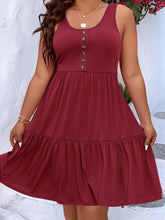 Load image into Gallery viewer, Plus Size Comfort Tank Dress - Ruffled Hem &amp; Button Accents, Stretchy Casual Wear for Women - Shop &amp; Buy
