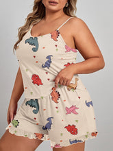 Load image into Gallery viewer, Plus Size Cute Dinosaur Print Casual Shorts Set, Cami Top &amp; Elastic Waist Shorts Outfits For Summer - Shop &amp; Buy
