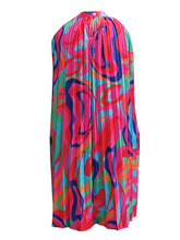 Load image into Gallery viewer, Plus Size Elegant Fitted Halter Neck Dress - Vibrant Colorful Print, Slight Stretch Polyester Fabric, Sleeveless Design - Shop &amp; Buy
