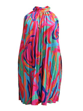 Load image into Gallery viewer, Plus Size Elegant Fitted Halter Neck Dress - Vibrant Colorful Print, Slight Stretch Polyester Fabric, Sleeveless Design - Shop &amp; Buy
