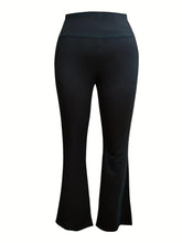 Load image into Gallery viewer, Plus Size Elegant Pants, Womens Plus Solid High Waisted High Stretch Comfort Flare Leggings - Shop &amp; Buy
