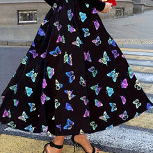 Load image into Gallery viewer, Plus Size Elegant Skirt, Womens Plus Floral Print Elastic High Rise Slight Stretch A-line Maxi Skirt - Shop &amp; Buy
