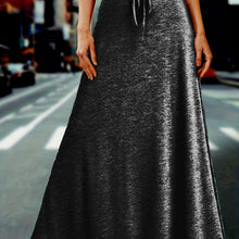 Load image into Gallery viewer, Plus Size Elegant Skirt, Womens Plus Solid Drawstring High Rise Medium Stretch Maxi Skirt - Shop &amp; Buy
