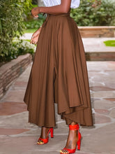 Load image into Gallery viewer, Plus Size Elegant Skirt, Womens Plus Solid High Rise Asymmetric Hem Swing Maxi Skirt - Shop &amp; Buy

