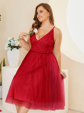Load image into Gallery viewer, Plus Size Elegant V-Neck Fit and Flare Cami Dress - Knee High, Sleeveless, Mesh Fabric - Shop &amp; Buy
