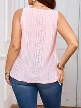 Load image into Gallery viewer, Plus Size Eyelet Charm Cami Top - Fashionable Cut Outs, Ring-Linked Crew Neck - Shop &amp; Buy
